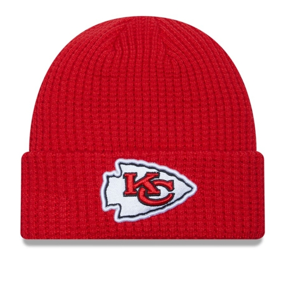 Men's Kansas City Chiefs New Era Fanatics Red Logo Cuffed Knit Hat Beanie - Picture 1 of 7